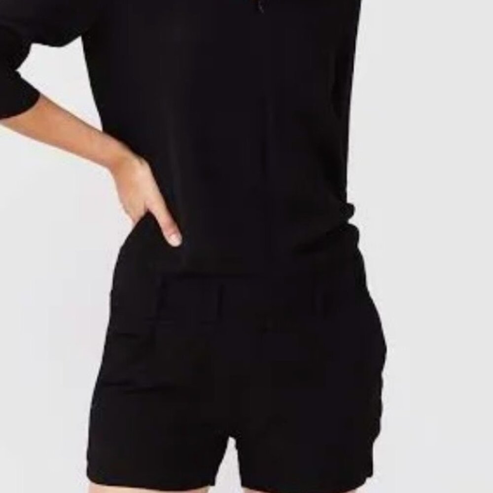 Monrow Black Zip-Up Short Jumpsuit